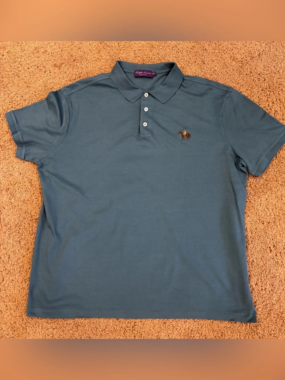Ralph Lauren Purple Lable Men’s Slate Blue Polo with Signature Pony, size XXL